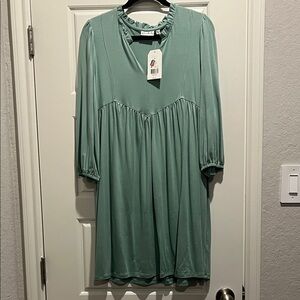 Wonderly Sage Green Ruffled Dress